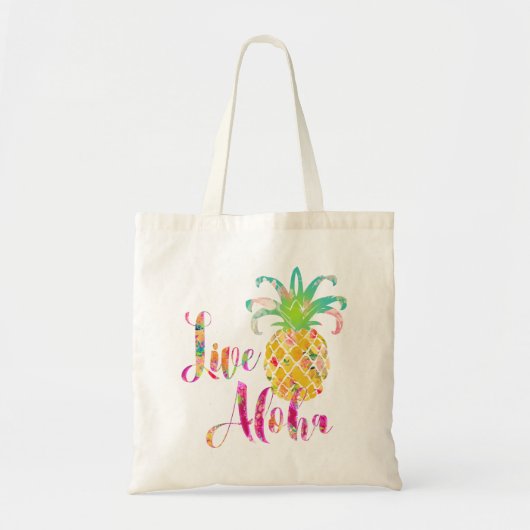 PixDezines Live Aloha Ananas Tote Bag (Voorkant)