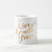 PixDezines LIVE MET GRACE/Marble+Faux Gold Script Koffiemok (Center)