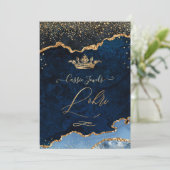 PixDezines Lohri Celebration Navy Blue Agate Gold Kaart (Staand voorkant)