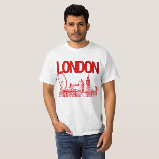 PixDezines londen/burgerschap/geschetst T-shirt (Voorkant volledig)