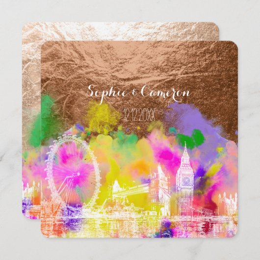 PixDezines LONDON COLOR RUN/FAUX COPPER Kaart (Voorkant / Achterkant)