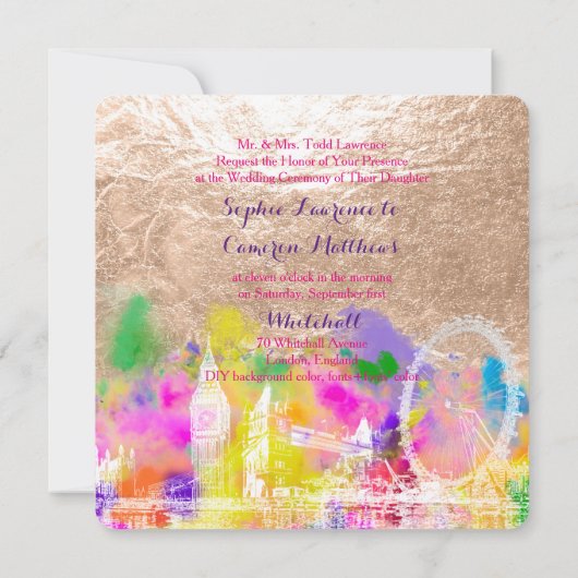 PixDezines LONDON COLOR RUN/FAUX COPPER Kaart (Achterkant)