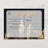PixDezines/LONDON Save the Date/Faux Gold Aankondigingskaart (Achterkant)