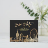 PixDezines/LONDON Save the Date/Faux Gold Aankondigingskaart (Staand voorkant)