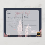 PixDezines London Save the Date/Faux Roos Gold Aankondigingskaart (Achterkant)