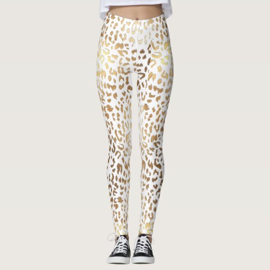 PixDezines Lopard Print/Gold Tone Leggings (Voorkant)