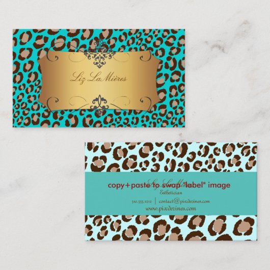 PixDezines Lopardvlekken / DY achtergrondkleur!! Visitekaartje (Voorkant / Achterkant)