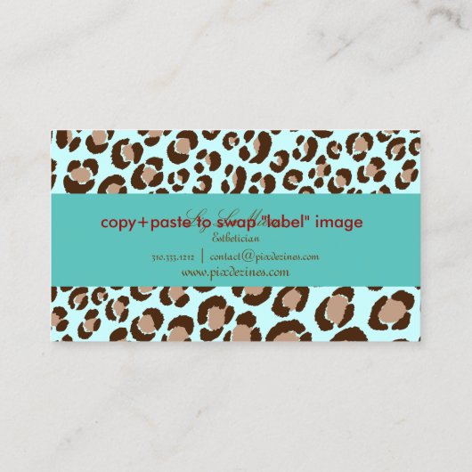 PixDezines Lopardvlekken / DY achtergrondkleur!! Visitekaartje (Achterkant)
