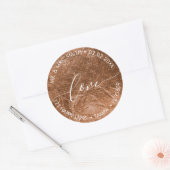 PixDezines LOVE FAUX FOIL, COPPER Ronde Sticker (Envelop)