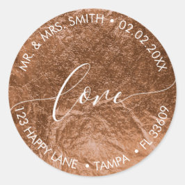 PixDezines LOVE FAUX FOIL, COPPER Ronde Sticker
