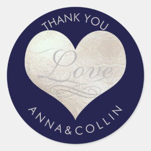 PixDezines Love/Faux Foil Silver Heart/Hartelijk d Ronde Sticker