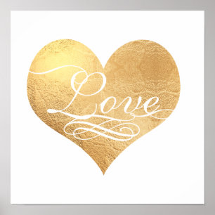 PixDezines Love Faux Gold Heart Poster