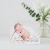 PixDezines Love Geboorteaankondiging/Confetti Aankondigingskaart (Staand voorkant)
