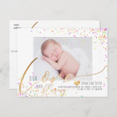 PixDezines Love Geboorteaankondiging/Confetti Aankondigingskaart (Voorkant / Achterkant)