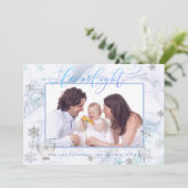 PixDezines Love+ Light Chanoeka Marble Snowflakes Feestdagenkaart (Staand voorkant)