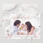 PixDezines Love+ Light Chanoeka Marble Snowflakes Feestdagenkaart (Voorkant / Achterkant)