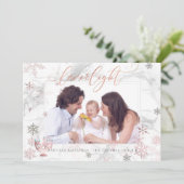 PixDezines Love+ Light Chanoeka Marble Snowflakes Feestdagenkaart (Staand voorkant)