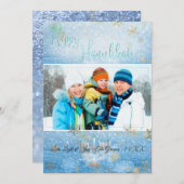 PixDezines Love+Light Hannukkah/sneeuw+Bokeh Feestdagenkaart (Voorkant / Achterkant)