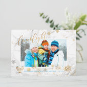 PixDezines Love+Light Hannukkah/snowflakes+marble Feestdagenkaart (Staand voorkant)