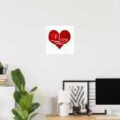 PixDezines Love Red Heart Poster (Thuiskantoor)