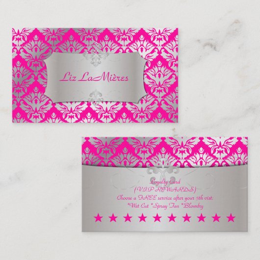 PixDezines loyaliteitsbeloning/sabine damask Klantenkaartje (Voorkant / Achterkant)