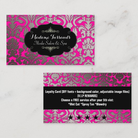 PixDezines loyaliteitskaarten/Flora damast Klantenkaartje (Voorkant / Achterkant)