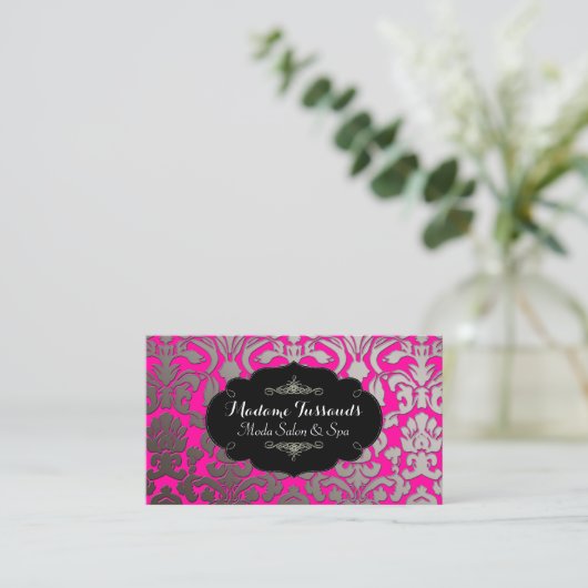 PixDezines loyaliteitskaarten/Flora damast Klantenkaartje (Staand voorkant)