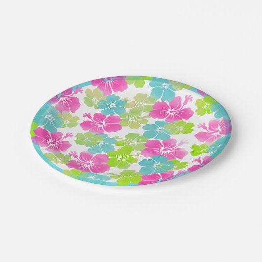 PixDezines luau/hibiscus Papieren Bordje (Gekanteld)