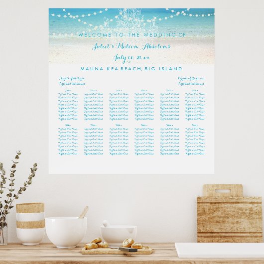 PixDezines Luchters/Beach/Separatieschema Poster (Keuken)