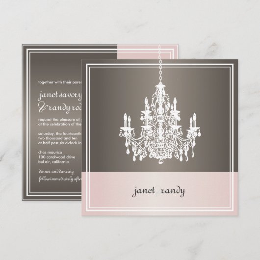 PixDezines Luhandelier/roze + geborsteld metaal Kaart (Voorkant / Achterkant)