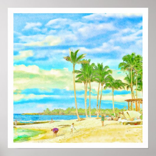 PixDezines Luie Dag op Hualalai Beach Poster (Voorkant)