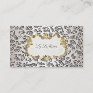 PixDezines luipaard/champagne/parel voorraad Visitekaartje