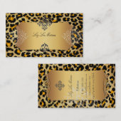 PixDezines  luipaard+damast Visitekaartje (Voorkant / Achterkant)