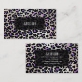 PixDezines luipaard/elektrisch roze/faux zilver Visitekaartje (Voorkant / Achterkant)