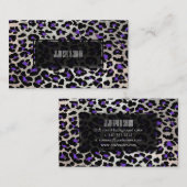 PixDezines luipaard/elektrische paars/faux silver Visitekaartje (Voorkant / Achterkant)