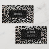 PixDezines luipaard/grijs/faux zilver Visitekaartje (Voorkant / Achterkant)