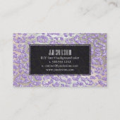 PixDezines luipaard/lila/faux glitter+silver Visitekaartje (Achterkant)