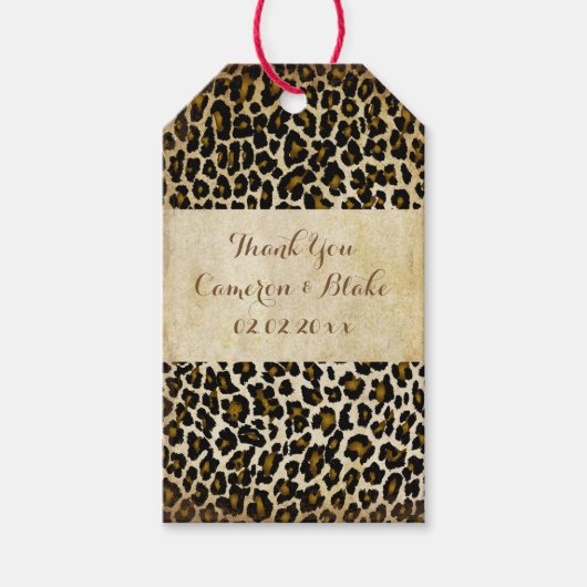 PixDezines  luipaard print faux perkament Cadeaulabel (Voorkant)