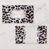 PixDezines luipaard/roze champagne Visitekaartje (Voorkant / Achterkant)