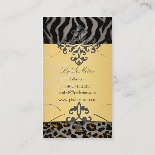 PixDezines  luipaard, zebra + vocht Visitekaartje (Achterkant)