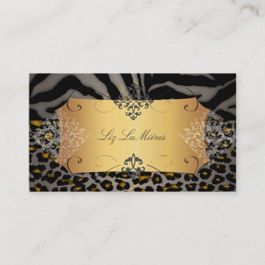 PixDezines  luipaard, zebra + vocht Visitekaartje (Voorkant)