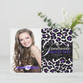 PixDezines Luipaardprint Afstuderen, Paars Kaart (Staand voorkant)