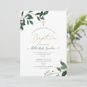 PixDezines Lush, Greenery Waterverf Baptisme Kaart (Staand voorkant)