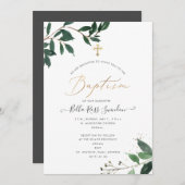 PixDezines Lush, Greenery Waterverf Baptisme Kaart (Voorkant / Achterkant)