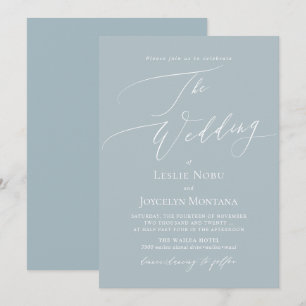 PixDezines Luxe Calligrafie Dusty Blue Wedding Kaart