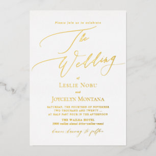 PixDezines Luxe Calligrafie Minimalistisch Echt Fo Folie Uitnodiging