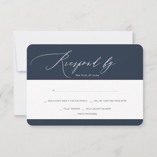 PixDezines Luxe Calligrafie Navy Blue RSVP (Achterkant)