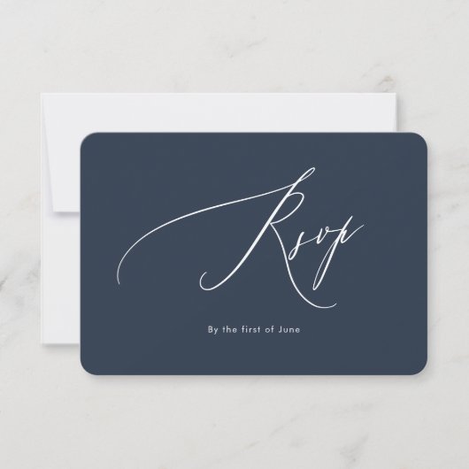PixDezines Luxe Calligrafie Navy Blue RSVP (Voorkant)