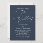 PixDezines Luxe Calligrafie Navy Blue Wedding Kaart (Voorkant)