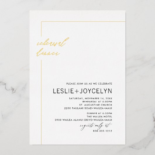 PixDezines Luxe Calligraphy Minimalist Folie Uitnodiging (Voorkant)